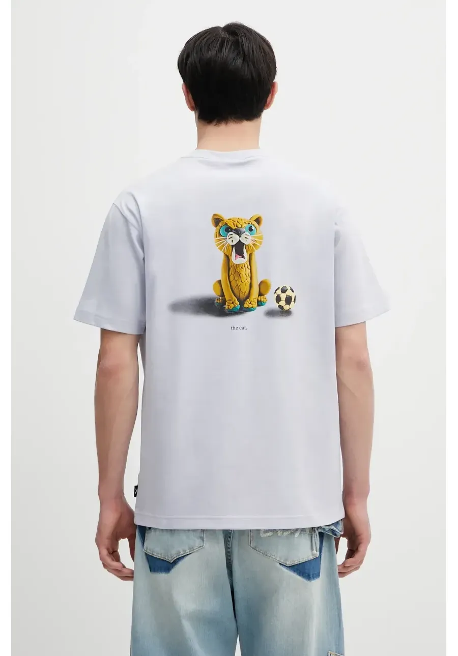 obrazek 1 Puma t-shirt bawełniany GRAPHICS The Puma Cat Tee męski kolor niebieski z nadrukiem 629411