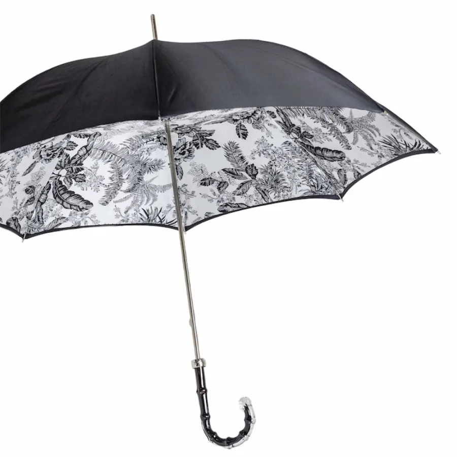 obrazek 8 Piękny stylowy czarny parasol damski zdobiony motywem roślinnym - Pasotti
