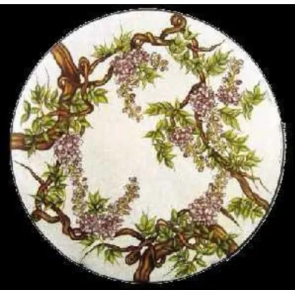 Zdjęcie Prestiżowy blat stołu ogrodowego wykonany z lawy wulkanicznej zdobiony motywem roślinnym - Ceramiche Valchida