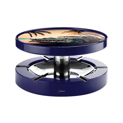 Picture Luxurious ashtray made of wood, stainless steel and glass