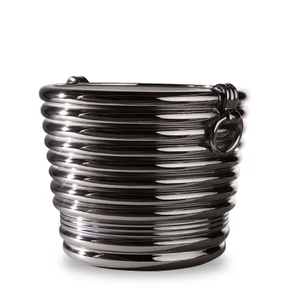 Picture Flowerpot with rings in glazed ceramics H.34xL.47xD.Int.37 cm