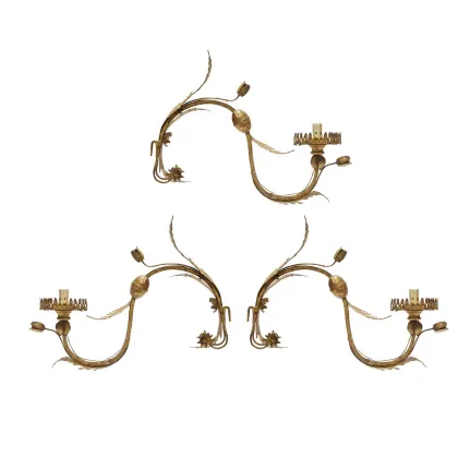 Picture Antique iron candlestick with leaf and flower motifs from the 18th century