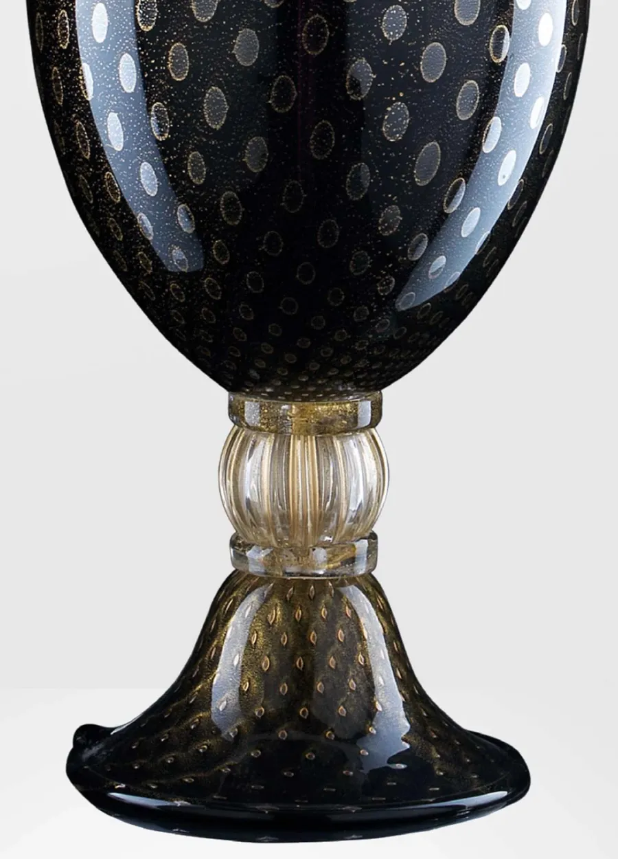 obrazek 2 Lampa stołowa ze szkła Murano w kolorze czarnego złota