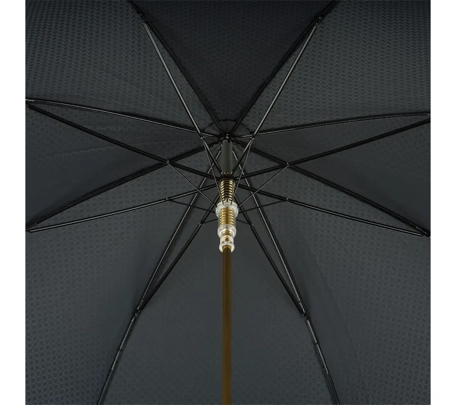 obrazek 5 Elegancki czarny parasol męski z rączką w kształcie złotej głowy lwa - Pasotti