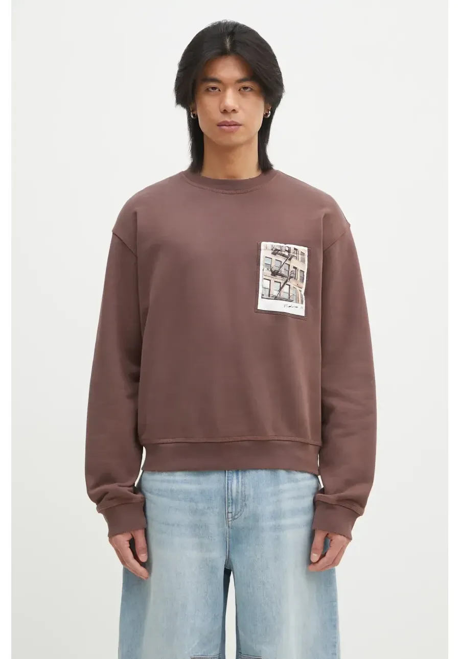 obrazek 1 Helmut Lang bluza bawełniana Pstcard Cr Bk.Cmbd 1 męska kolor brązowy z nadrukiem O10HM524