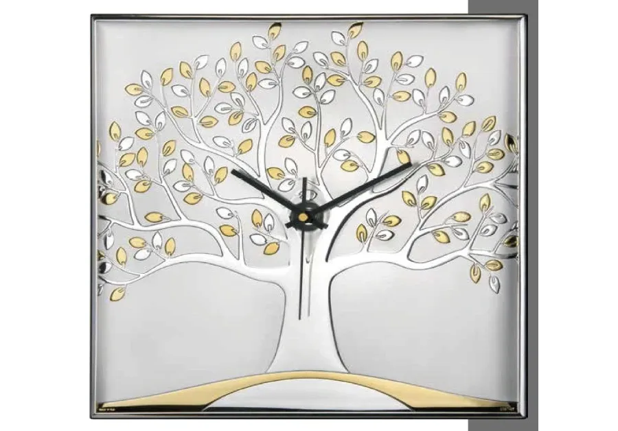 obrazek 1 Srebrno-złoty zegar 30х30 cm zdobiony motywem drzewa