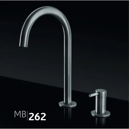 Zdjęcie Wykonana ze stali nierdzewnej - bateria dwuotworowa jednouchwytowa do minimalistycznych łazienek