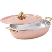 Picture Micheal's Range oval frying pan with lid, copper 3.3lt - Cu Artigiana