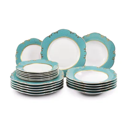 Zdjęcie 18-elementowy elegancki zestaw talerzy z porcelany z kolekcji Roses under the stars – Rudolf Kampf