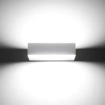 Zdjęcie Biały kinkiet Block 16W, 890Lm, 3000K, IP65 - aluminium + szkło