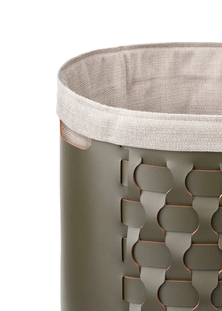 obrazek 3 Okrągły kosz Dubai Ø40xH40 cm w kolorze ciemnooliwkowym