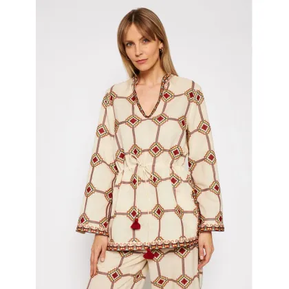 Zdjęcie Tory Burch Tunika Embroidered 76789 Beżowy Regular Fit