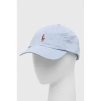 Zdjęcie Polo Ralph Lauren czapka z daszkiem kolor niebieski gładka