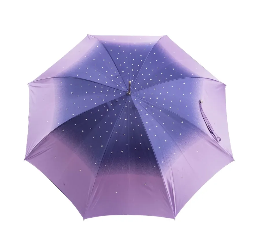obrazek 5 Oryginalny parasol damski w kolorze fioletowym z piękną rzeźbioną rączką z klejnotem - Pasotti