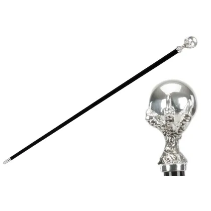 Zdjęcie Piękna stylowa czarna laska z rękojeścią w kształcie szponów jastrzębia – Pasotti