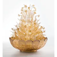 Picture Beautiful Italian floor lamp with blown Murano glass and 24K gold decoration – Il Paralume Marina