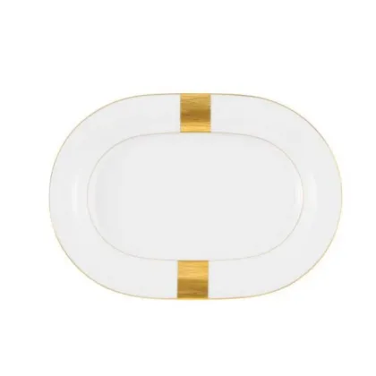 Zdjęcie Nowoczesny porcelanowy biały owalny półmisek ze złotym zdobieniem – Tettau