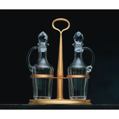 Zdjęcie Ekskluzywny zestaw na oliwę i ocet winny ze srebra platerowanego złotem – Pampaloni