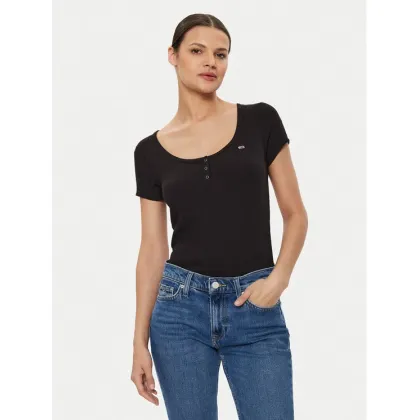 Zdjęcie Tommy Jeans T-Shirt Henley DW0DW18669 Czarny Slim Fit