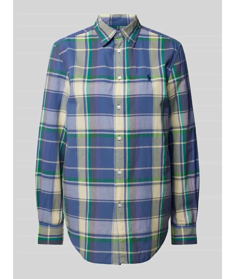 obrazek 1 Bluzka koszulowa o kroju relaxed fit z wyhaftowanym logo