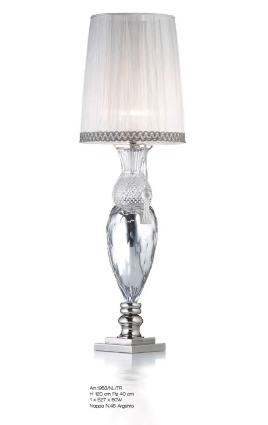 obrazek 1 Lampa stołowa z przezroczystego i srebrnego kryształu florenckiego - Il Paralume Marina