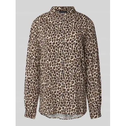 Zdjęcie Bluzka koszulowa o kroju regular fit z wiskozy z detalem z logo