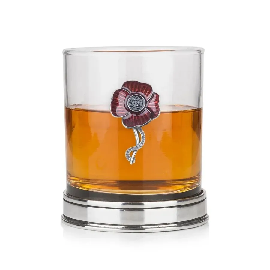 obrazek 1 Szklanka do whisky z makiem pamięci i polerowaną podstawą – niepowtarzalny prezent
