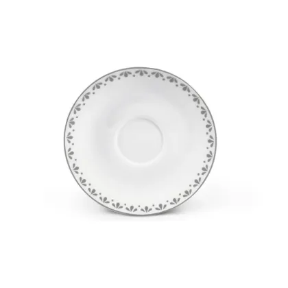 Zdjęcie Elegancki spodek do filiżanki do espresso zdobiony delikatnym szarym motywem – wariant 1 – Leander