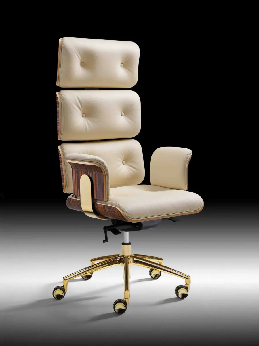 obrazek 1 Włoski designerski skórzany fotel do gabinetu - wersja chrome