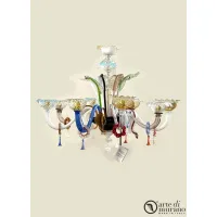 Picture Elegant Venetian chandelier for 8 bulbs, colored Murano glass