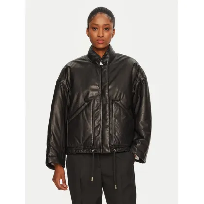 Zdjęcie Serge Pariente Kurtka skórzana Kaki Czarny Relaxed Fit