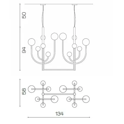 Zdjęcie Luksusowy żyrandol w delikatnym złotym wykończeniu z ręcznie wyciętymi włoskimi kryształowymi kulami - Il Paralume Marina