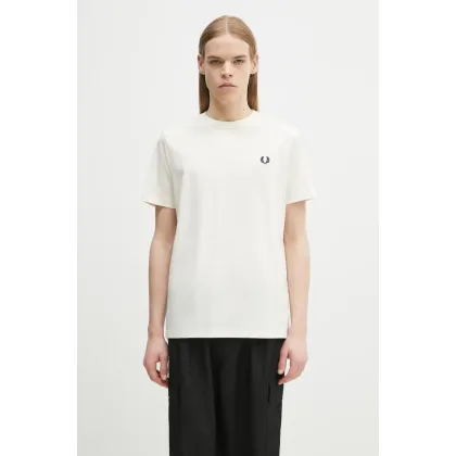 Zdjęcie Fred Perry t-shirt bawełniany męski kolor beżowy z aplikacją M1600.560