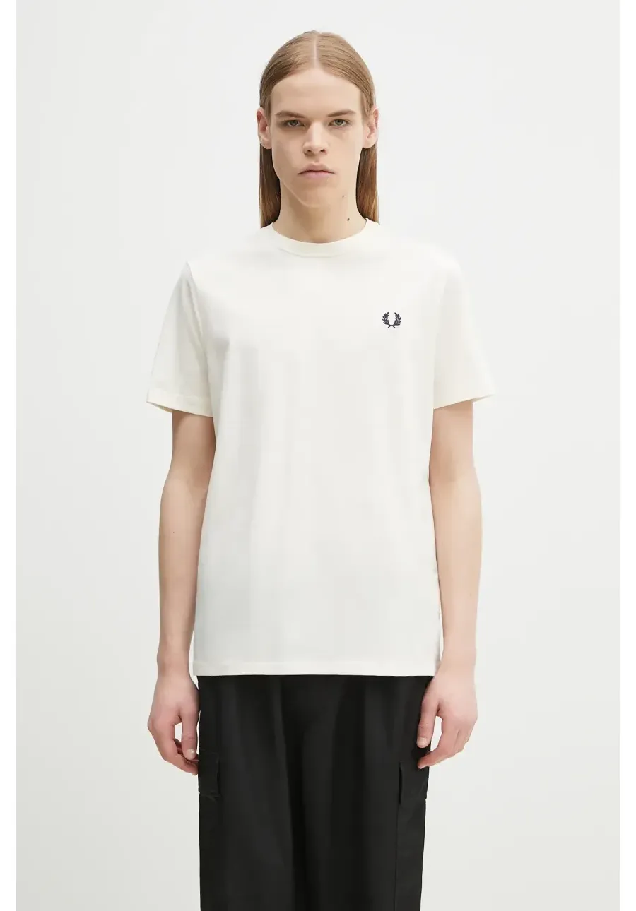 obrazek 1 Fred Perry t-shirt bawełniany męski kolor beżowy z aplikacją M1600.560
