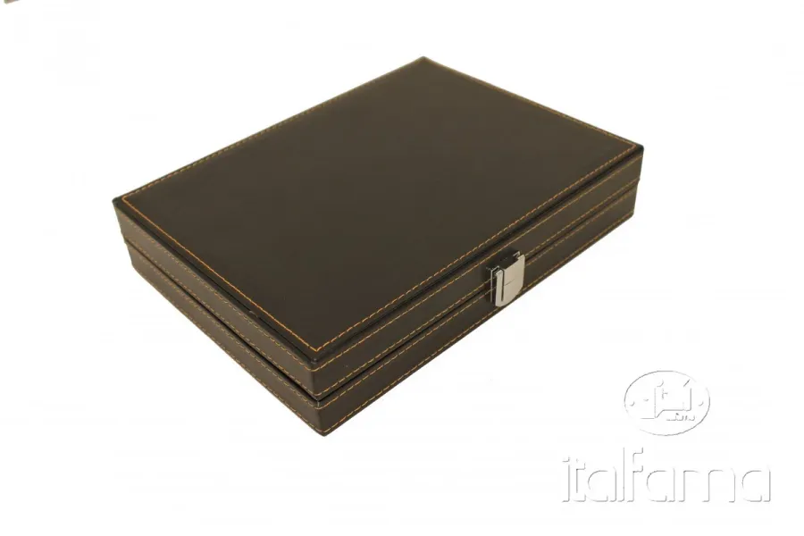 obrazek 4 Oryginalny komplet Backgammon w skórzanej walizce