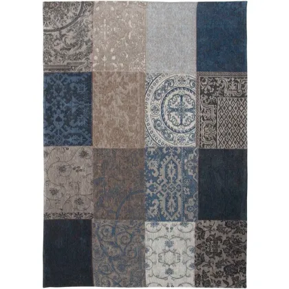 Zdjęcie Niecodzienny granatowo szary dywan patchwork - BLUE DENIM 8108