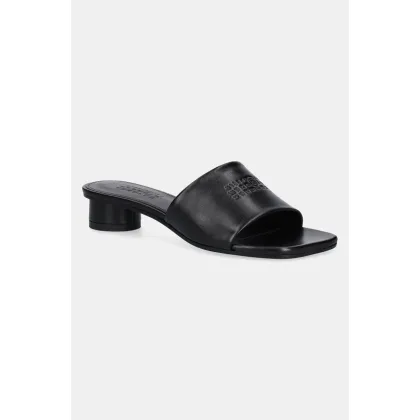 Zdjęcie MM6 Maison Margiela klapki skórzane damskie kolor czarny na słupku S66WP0109