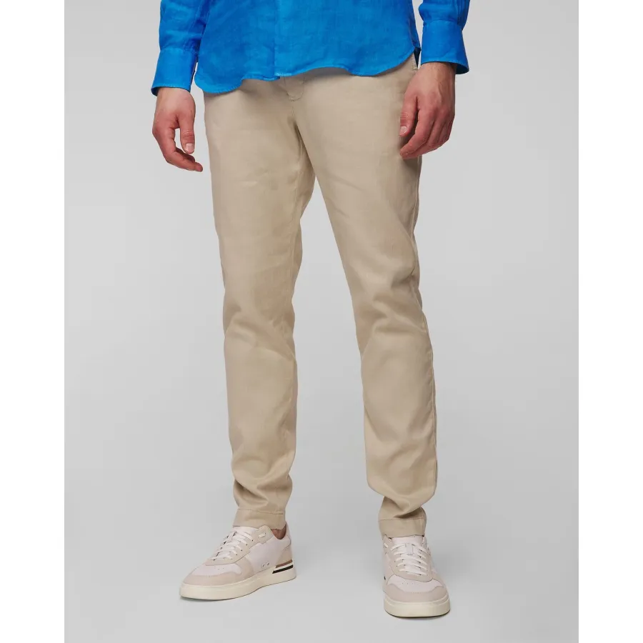 obrazek 1 Beżowe Spodnie Męskie Z Lnem Alberto Jump-linen Twill