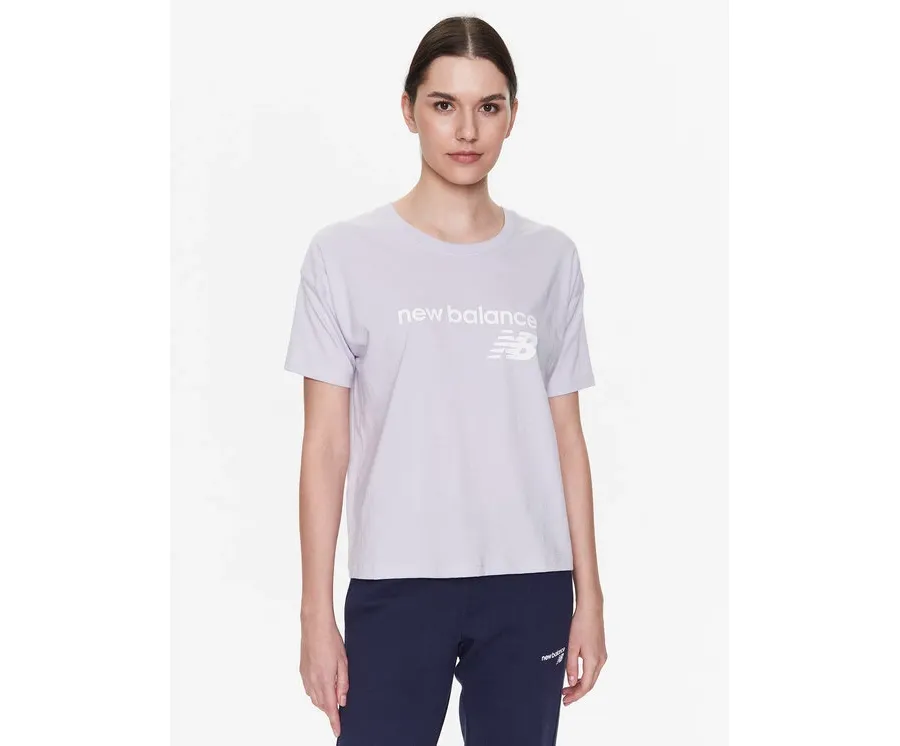obrazek 1 New Balance T-Shirt Stacked WT03805 Fioletowy Relaxed Fit