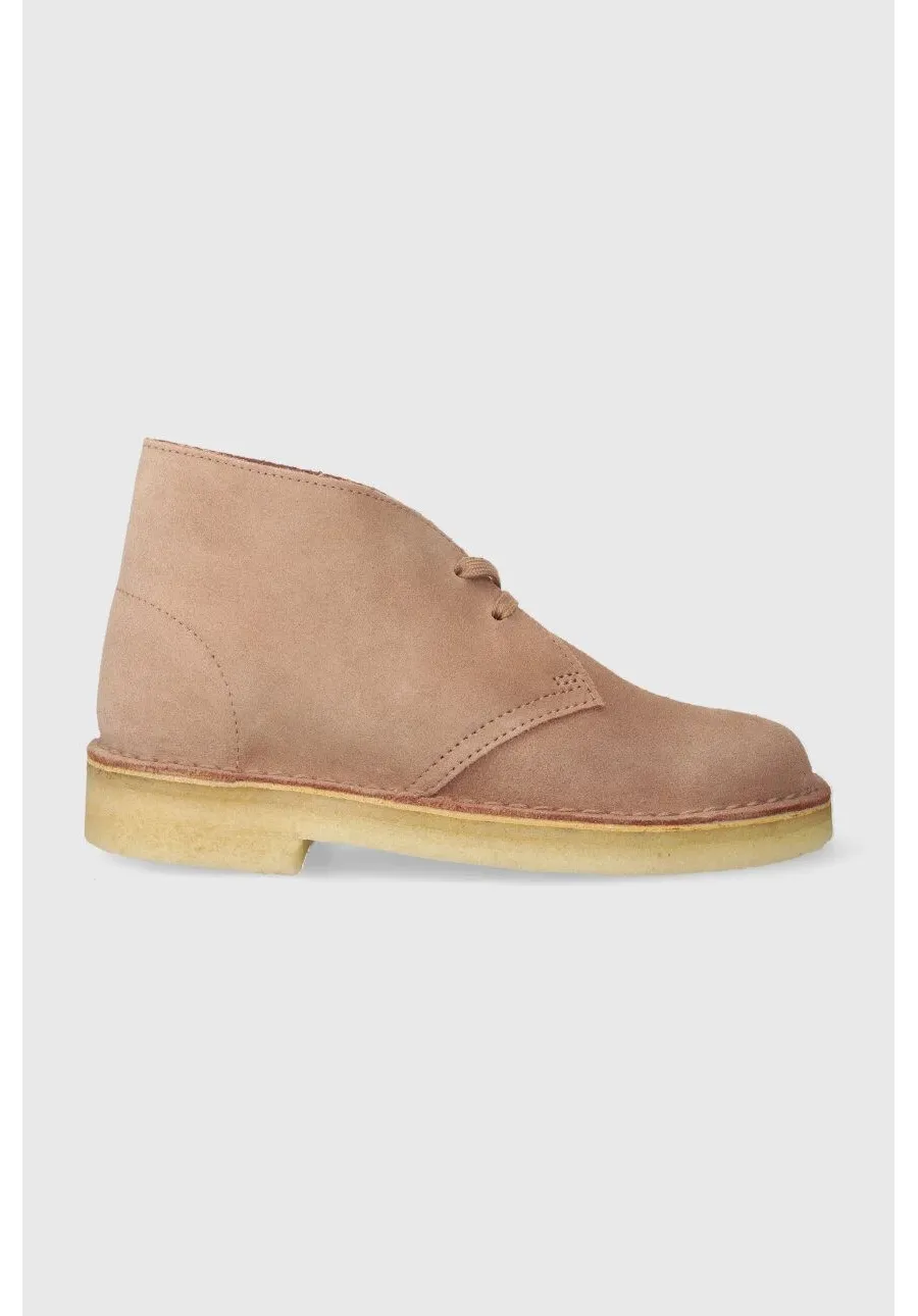 obrazek 1 Clarks Originals półbuty zamszowe Desert Boot damskie kolor beżowy na płaskim obcasie 26173214