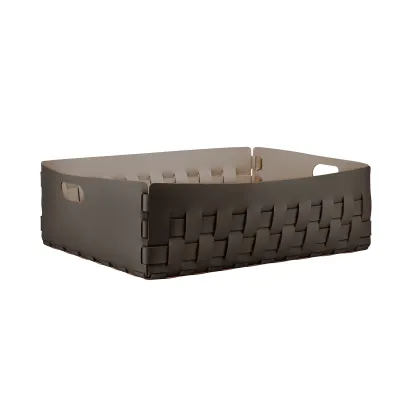 Zdjęcie Luksusowy płaski kosz Bottega 60x50xH20 cm w kolorze czekoladowym