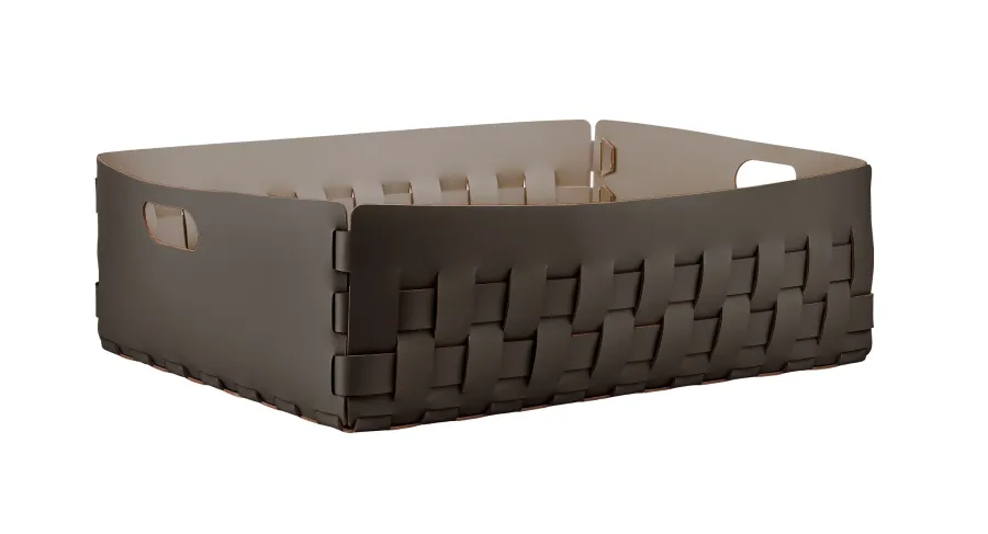 obrazek 1 Luksusowy płaski kosz Bottega 60x50xH20 cm w kolorze czekoladowym