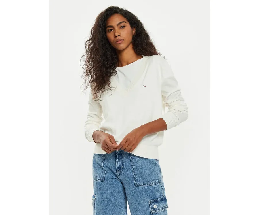 obrazek 1 Tommy Jeans Sweter Tjw Essential DW0DW18670 Écru Regular Fit