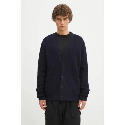 Zdjęcie Norse Projects kardigan wełniany Loki Wool Cotton Rib kolor granatowy N45.0618.7004