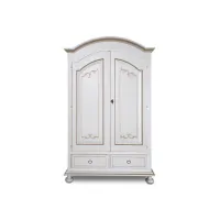 Picture Lacquered wardrobe with 2 doors, drawer with walnut profiles and clothes rail - Zanini