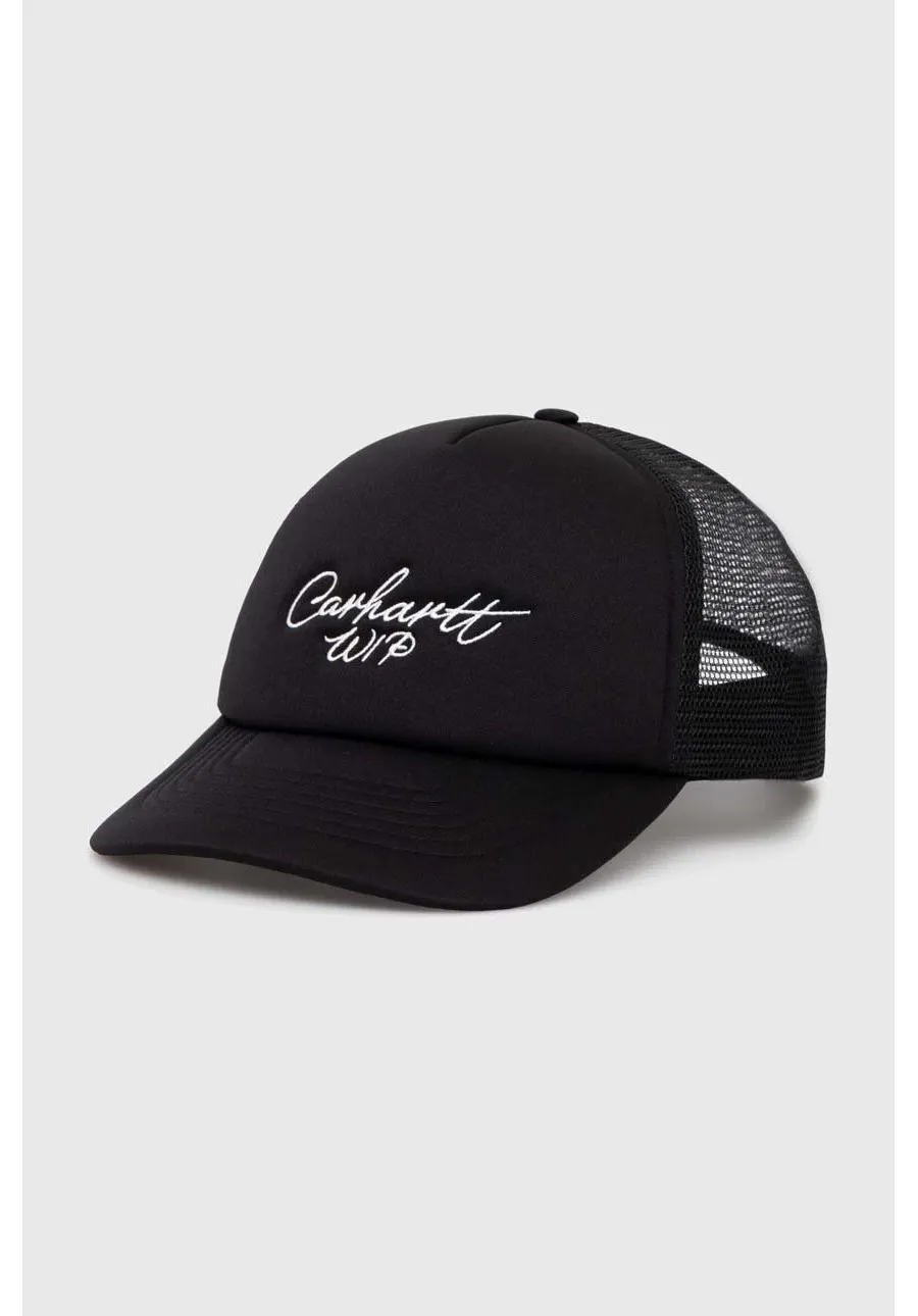 obrazek 1 Carhartt WIP czapka z daszkiem Signature Trucker Cap kolor czarny z aplikacją I034024.0D2XX
