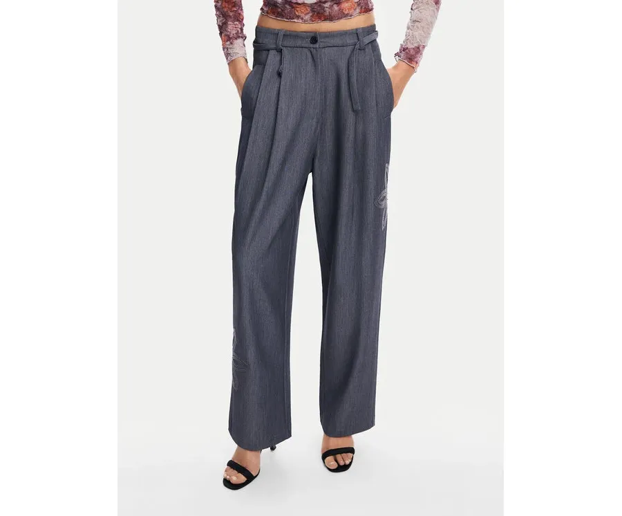 obrazek 1 Desigual Spodnie materiałowe Rin 24WWPW20 Szary Loose Fit