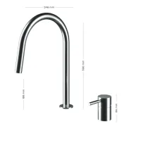 Picture An amazing two-hole countertop faucet with a pull-out spout