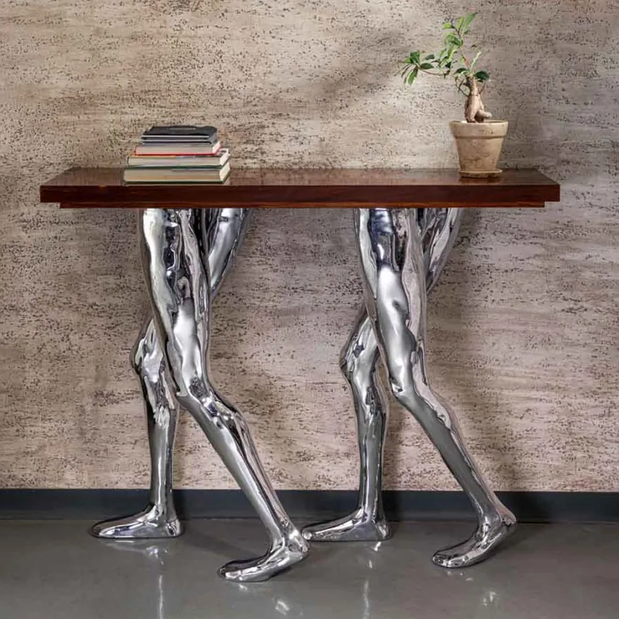 obrazek 3 LEGGY CONSOLE – rzeźbiony stolik konsolowy z drewna tekowego do wnętrz