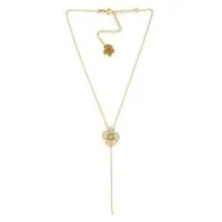 Picture Elegant Necklace I8K Gold Plated Silver White Cubic Zirconias White Mother of Pearl Enamel